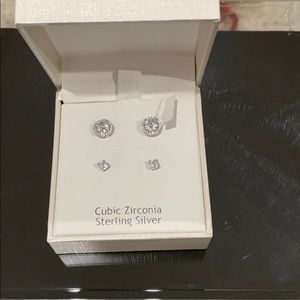 Cubic zirconia sterling silver earrings